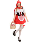Red Capelet  Shirt With Corset, Skirt With Apron, Hooded Capelet 
