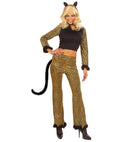 Leopard  Top, Pants With Tail, Ears, Choker With Gem 