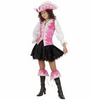 Regal Pirate Velvet - Pink  Shirt With Vest, Skirt, Boot Cuffs, Hat 