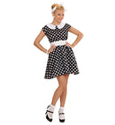50S Lady With Sewn-In Petticoat Black  Dress, Belt 
