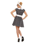 50S Lady With Sewn-In Petticoat Black  Dress, Belt 