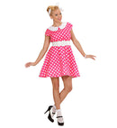 50S Lady With Sewn-In Petticoat Pink  Dress, Belt 