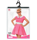 50S Lady With Sewn-In Petticoat Pink  Dress, Belt 