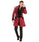 Red Jacquard Parade Coat For Man