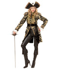 Gold Jacquard Parade Coat For Woman