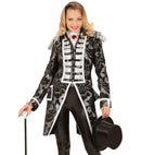 Silver Jacquard Parade Coat For Woman