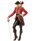 Red Jacquard Parade Coat For Woman
