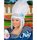 Marquise Wig With White Pearls & Blue Flower In Polybag