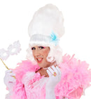 Marquise Wig With White Pearls & Blue Flower In Polybag