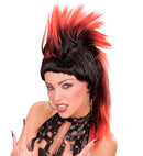 Punk Wig With Ponytail In Polybag - 6 Colors Ass.: Red, Blue, Pink, Purple, Orange, Green