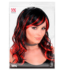 Red Streaked Wavy Wig In Polybag