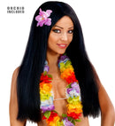 Hawaiian Wig With Orchid In Polybag