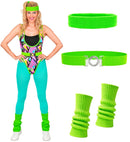 The 80S Aerobic Star  Bodysuit, Tights, Belt, Headband, Legwarmers  