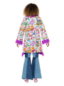 60s Groovy Hippie Coat Adult Multi Coloured with Fur Trim 3