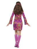 60s Hippie Chick Costume Adult Multi Coloured Dress Headscarf Medallion 4