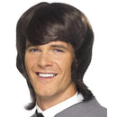60s Male Mod Long Wig Adult Brown Costume Accessory 1