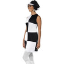 60s Party Girl Costume Adult Black White Dress Hat 3