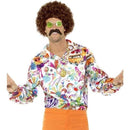 60s Groovy Shirt Adult White Orange_1 sm-44910l