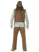 60s Hippie Costume for Men Brown Waistcoat Trousers Medallion Headband