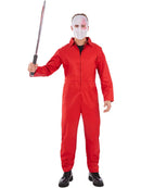 Bank Robber Jumpsuit Red Zipped Adult All In One Hooded Jumpsuit 3
