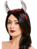 Reversible Sequin Devil Horns Red Silver Adult Costume Accessory 2