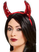 Reversible Sequin Devil Horns Red Silver Adult Costume Accessory 1