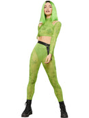Fever Cannabis Sheer Green Crop Top and Leggings with Glitter Print 2
