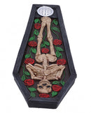 Rest in Roses Skeleton Coffin Incense Burner 21.5cm 3