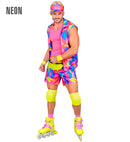 The 80S Rollerblader  Sleeveless Jacket, Shorts, Visor, Wristbands, Knee Pads 
