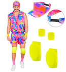 The 80S Rollerblader  Sleeveless Jacket, Shorts, Visor, Wristbands, Knee Pads 