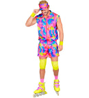 The 80S Rollerblader  Sleeveless Jacket, Shorts, Visor, Wristbands, Knee Pads 