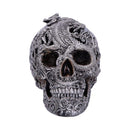 Silver Cranial Drakos Engraved Dragon Skull Ornament 19.5cm 2