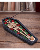Rest in Roses Skeleton Coffin Incense Burner 21.5cm 7