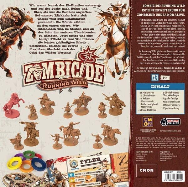 Zombicide Running Wild Expansion - Ride or Die in The Undead West! Cooperative Strategy Game with Tabletop Miniatures, Ages 14+, 1-6 Players, 45-60 Min Playtime, Made by CMON