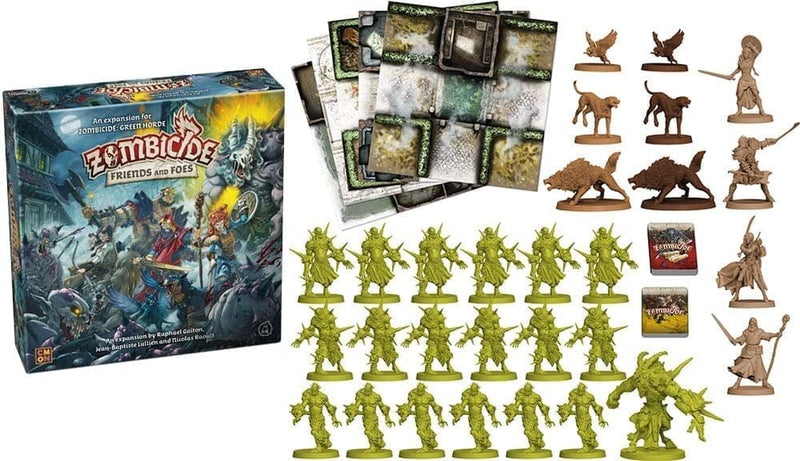 Zombicide Green Horde Friends and Foes Board Game EXPANSION - New Survivors & Challenges! Cooperative Strategy Game with Tabletop Miniatures, Ages 14+, 1-6 Players, 1 Hour Playtime, Made by CMON