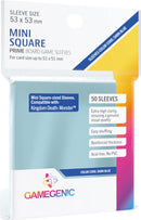 Prime Board Game Sleeves | Pack of 50 Extra-Clear Sleeves | 53 by 53 mm Card Sleeves Optimized for Use with Mini-Square Cards | Premium Card Protection | FFG Dark Blue Color Code | Made by Gamegenic 1