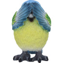 Three Wise Blue Tit Figurines in See no Hear Speak Evil Poses 8cm 5