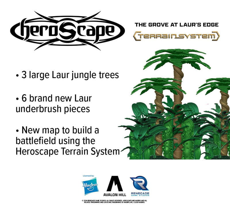 Renegade Game Studios Heroscape The Grove at Laur's Edge Terrain Pack | Build New Jungle environments Over which to Battle for Valhalla Contains : 3 Laur Jungle Trees 6 Laur Jungle Underbrush