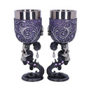 Deaths Desire Twin Skull Heart Set of Two Goblets 18.5cm 2 7