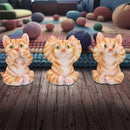 Three Wise Ginger Cats Figurines Set of 3 a See No Hear Speak 8.5cm 7