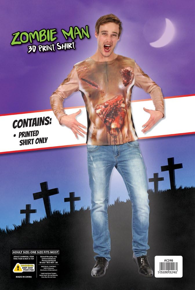 Zombie Man 3D Print-Shirt Adult Costume
