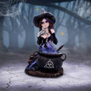 Alvina Witch Figurine with Owl and Cauldron 16cm 7