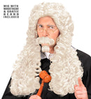 Judge Wig With Moustache & Goatee Beard In Polybag