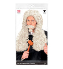 Judge Wig With Moustache & Goatee Beard In Polybag
