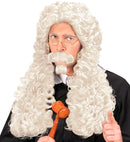 Judge Wig With Moustache & Goatee Beard In Polybag