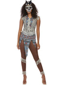 Dark Spirit Warrior Adult Costume Grey Sleeveless Top Brown Trousers and Mask 4