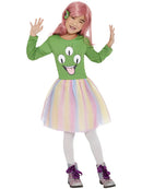 Alien Costume Green Dress for Girls with Hair Clips 4