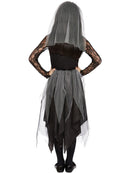Graveyard Bride Costume Black Dress and Veiled Headband for Girls 4
