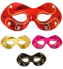 Jewelled Metallic Fabric Eyemask4 Colors Ass.: 4 Black, 4 Gold, 2 Red, 2 Pink