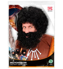 Knecht Ruprecht Wig & Beard Black - In Polybag